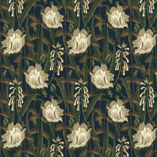 Papier peint mural « Fleurs blanches » pour salon vert foncé