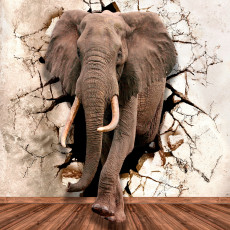 Papier peint mural 3D « Éléphant » pour le salon