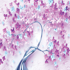 Papier peint mural 3D « Arbre fleuri violet » pour le salon