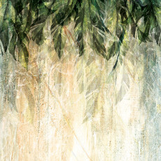 Papier peint mural vert et beige pour le salon