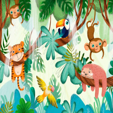 Papier peint mural « Animaux de la jungle » pour chambre d'enfant