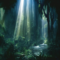 Papier peint mural « Dark Jungle Stream » pour le salon