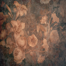 Papier peint mural vintage à fleurs pour un salon sombre