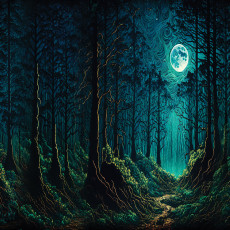 Papier peint mural « Forêt au clair de lune » pour le salon