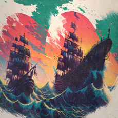 Papier peint mural : voiliers, mer, coucher de soleil, salon