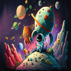 Papier peint mural « Astronautes, planètes et espace » pour chambre d'enfant