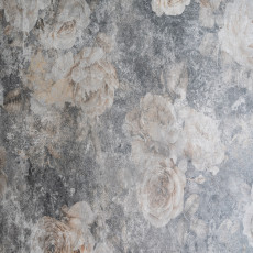 Papier peint mural « Faded Roses » pour salon en béton