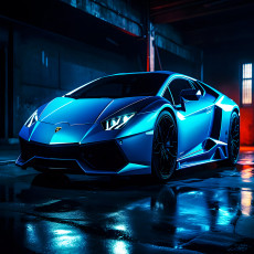 Papier peint mural « Garage Lamborghini bleu » pour le salon