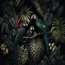 Papillons muraux « Perroquets de la jungle sombre » pour le salon