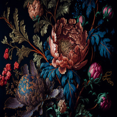 Papier peint mural baroque à fleurs sombres pour le salon