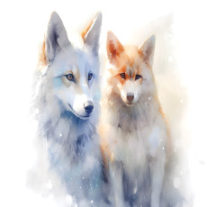 Papier peint mural « Renards » aquarelle, hiver, chambre d'enfant