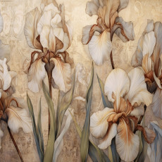 Papier peint mural à motif damassé d'iris pour le salon