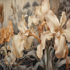 Papier peint mural « Iris crème » pour un salon de style baroque