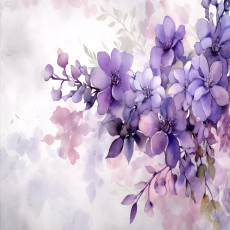 Papier peint mural violet à motifs de fleurs aquarellées pour le salon