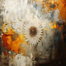 Papier peint mural abstrait représentant des tournesols dorés pour le salon
