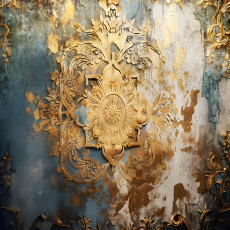 Papier peint mural doré à motifs baroques pour salon