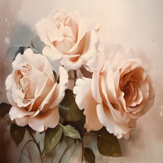 Papier peint mural « Roses crème et pêche » pour le salon
