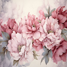 Papier peint mural « Pivoines roses à l'aquarelle » pour le salon