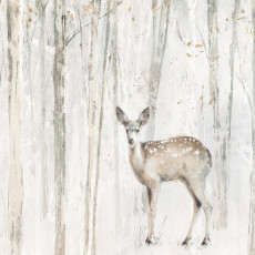 Papier peint mural « Cerf, bouleau et hiver » pour le salon