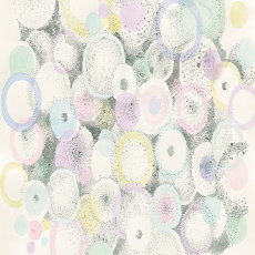 Papier peint mural « Cercles et pois pastel » pour le salon