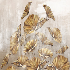 Papier peint mural « Feuilles de ginkgo dorées » pour le salon