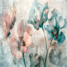 Papier peint mural avec motif de coquelicots, aquarelle, turquoise et rose, pour salon ou chambre à coucher, papier peint intissé