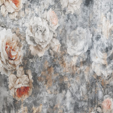 Papier peint mural vintage « Roses sur béton gris » pour le salon