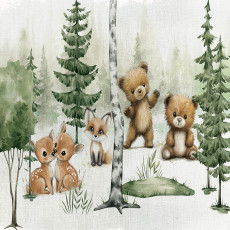 Papier peint mural « Animaux de la forêt » : cerfs, renards, ours – chambre d'enfant