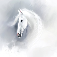 Papier peint mural représentant une tête de cheval blanc, gris, pour le salon