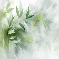 Papier peint mural « Feuilles vertes délicates » pour salon blanc