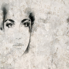 Papier peint photo : portrait de femme, aquarelle vintage, gris, salon, chambre à coucher, papier peint intissé