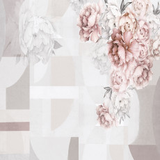 Papier peint mural à motifs géométriques de pivoines roses pour chambre à coucher ou salon