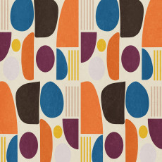 Papier peint mural aux motifs géométriques, style milieu du siècle, pour un salon ou un bureau coloré