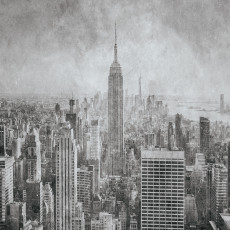 Papier peint mural NEW York, skyline de Manhattan, style vintage gris, salon, bureau