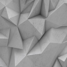 Papier peint mural triangles 3D gris béton, motif géométrique, style industriel, salon ou bureau