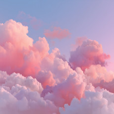 Papier peint mural « Nuages » rose pastel et bleu, style barbe à papa, pour chambre d'enfant ou salon
