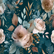 Papier peint mural aux tons pastel : rose, pêche, bleu et vert foncé – style glamour pour le salon ou la chambre à coucher