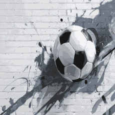Papier peint mural « ballon de foot » style graffiti, gris, pour chambre d'enfant