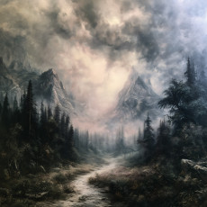 Papier peint mural « Montagnes brumeuses et forêt grise » pour le salon