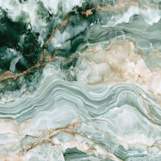Papier peint mural « marbre vert aux veines dorées » pour le salon