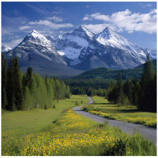 Papier peint mural montagne paysage nature chambre salon papier peint intissé 150 x 105