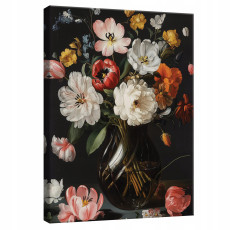 Tableau pour salon chambre à coucher fleurs noir moderne sur toile mur 40x30