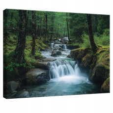 Tableau sur toile mur cascade forêt vue pour chambre salon cuisine 60x40