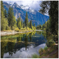 Papier peint paysage rivière montagnes 3D paysage pour mur chambre salon 250x175