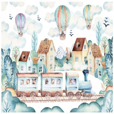 Papier peint pour enfants scandinave train ballons papier peint mural 200x140