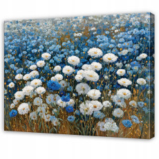 Tableau représentant des fleurs, une prairie et des marguerites, pour la chambre ou le salon, sur toile, 40 x 30 cm