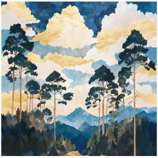 Papier peint arbre bleu forêt paysage pour la chambre à coucher salon 400x280