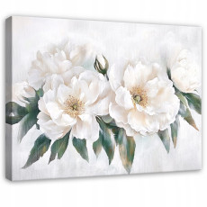 Tableau fleurs 3D blanches pour chambre à coucher, salon, cuisine sur toile 60x40