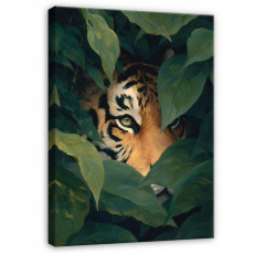 Image de tigre, d'animaux et de feuilles de la jungle pour chambre à coucher ou salon, sur toile 100 x 70
