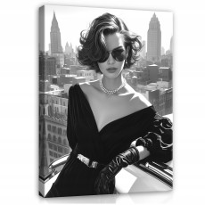 Tableau femme noir et blanc moderne sur toile pour chambre à coucher ou salon 40x30